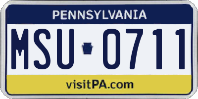 PA license plate MSU0711