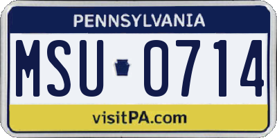 PA license plate MSU0714
