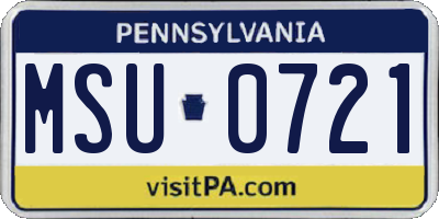 PA license plate MSU0721