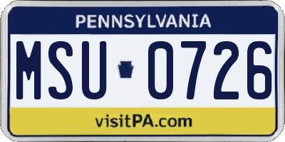 PA license plate MSU0726