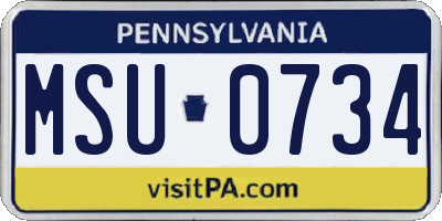 PA license plate MSU0734