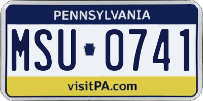PA license plate MSU0741