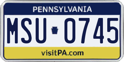 PA license plate MSU0745