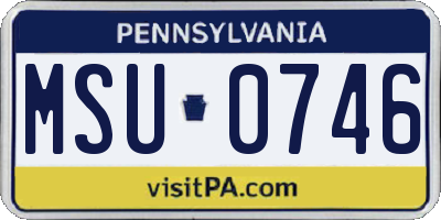 PA license plate MSU0746