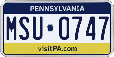 PA license plate MSU0747