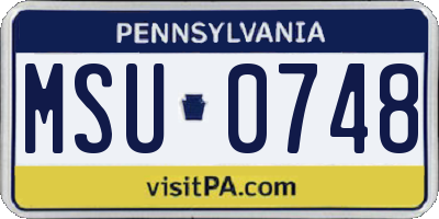 PA license plate MSU0748