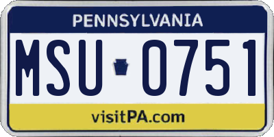 PA license plate MSU0751