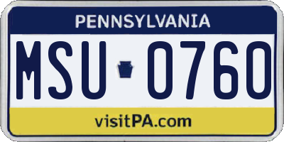 PA license plate MSU0760