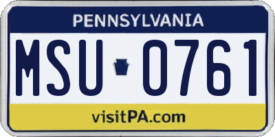 PA license plate MSU0761