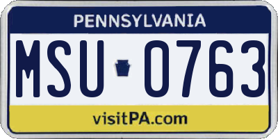 PA license plate MSU0763