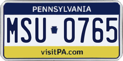 PA license plate MSU0765