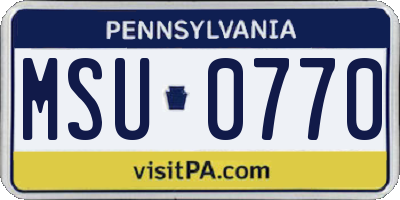 PA license plate MSU0770