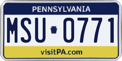 PA license plate MSU0771