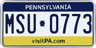 PA license plate MSU0773