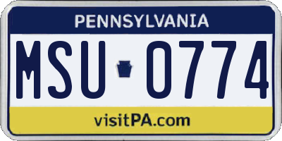PA license plate MSU0774