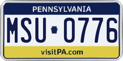 PA license plate MSU0776