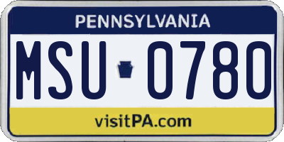 PA license plate MSU0780