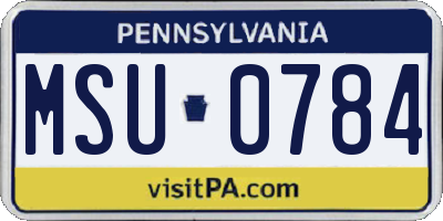 PA license plate MSU0784
