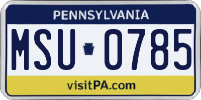 PA license plate MSU0785