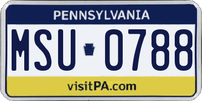 PA license plate MSU0788