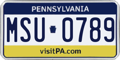 PA license plate MSU0789