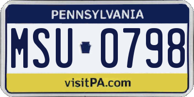 PA license plate MSU0798