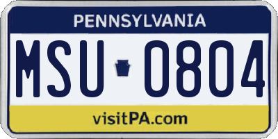 PA license plate MSU0804
