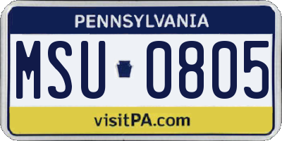 PA license plate MSU0805