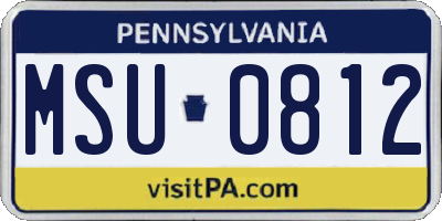 PA license plate MSU0812