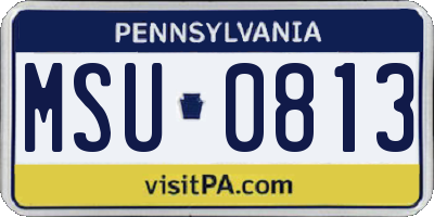 PA license plate MSU0813