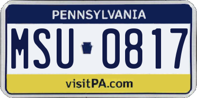 PA license plate MSU0817