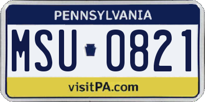 PA license plate MSU0821