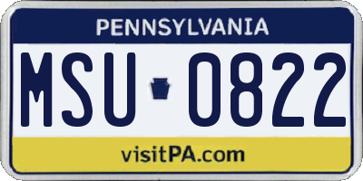 PA license plate MSU0822