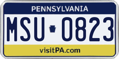 PA license plate MSU0823