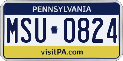 PA license plate MSU0824