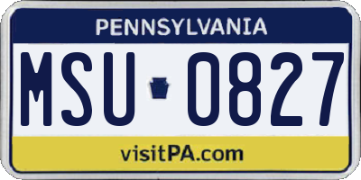 PA license plate MSU0827