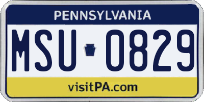 PA license plate MSU0829