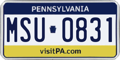 PA license plate MSU0831