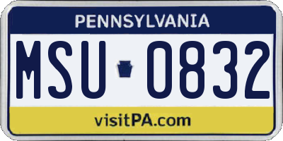 PA license plate MSU0832