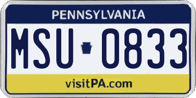 PA license plate MSU0833