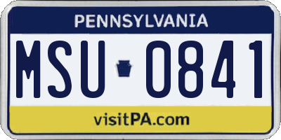 PA license plate MSU0841