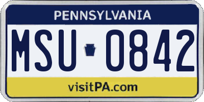 PA license plate MSU0842