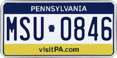 PA license plate MSU0846