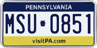 PA license plate MSU0851