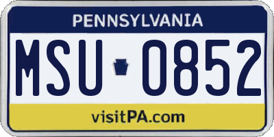 PA license plate MSU0852
