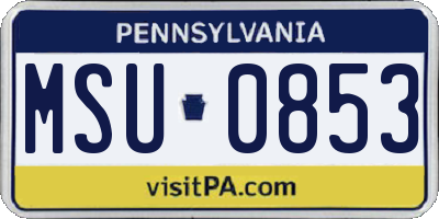 PA license plate MSU0853