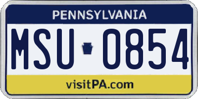 PA license plate MSU0854