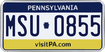 PA license plate MSU0855
