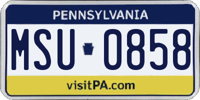 PA license plate MSU0858