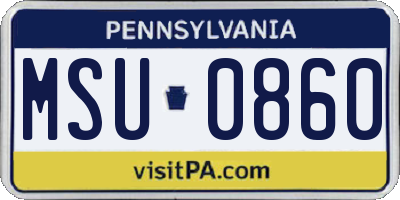 PA license plate MSU0860